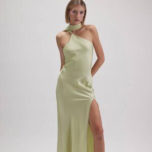 One Shoulder Draped Satin Gown